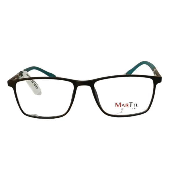 Martte Square Eyeglass Frame – Black Front with Blue Temples